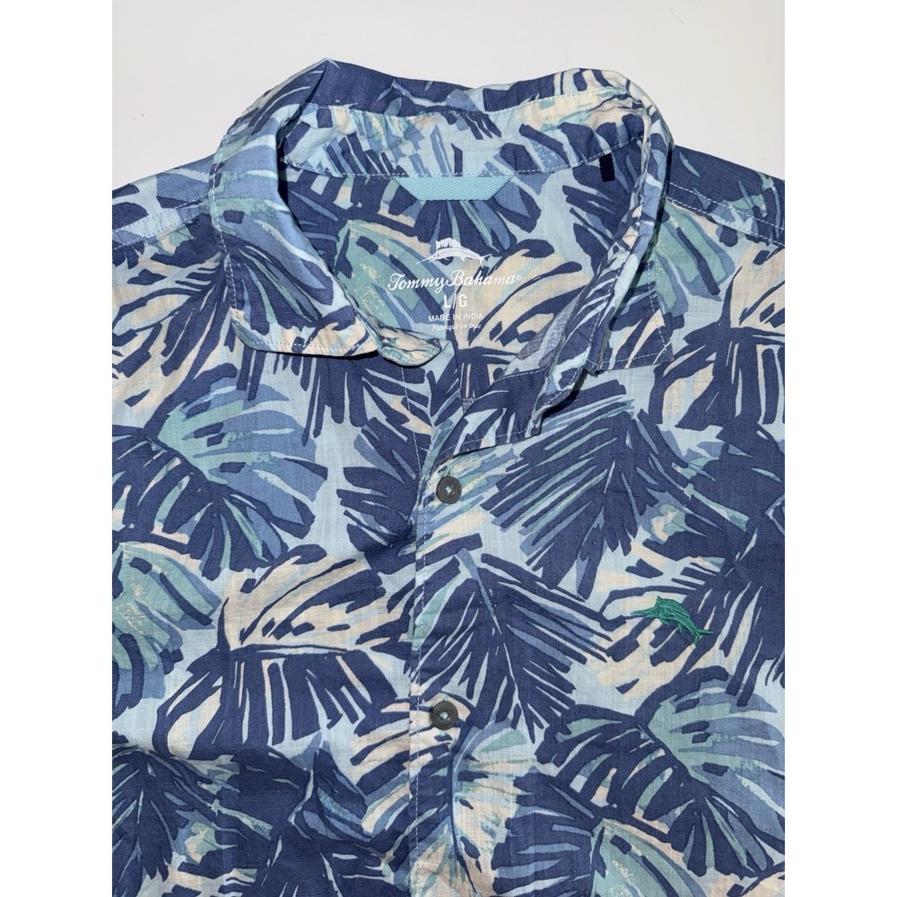 Tommy Bahama Mens Tropical Blue Casual Button-Up Shirt Size Large Beach Coastal